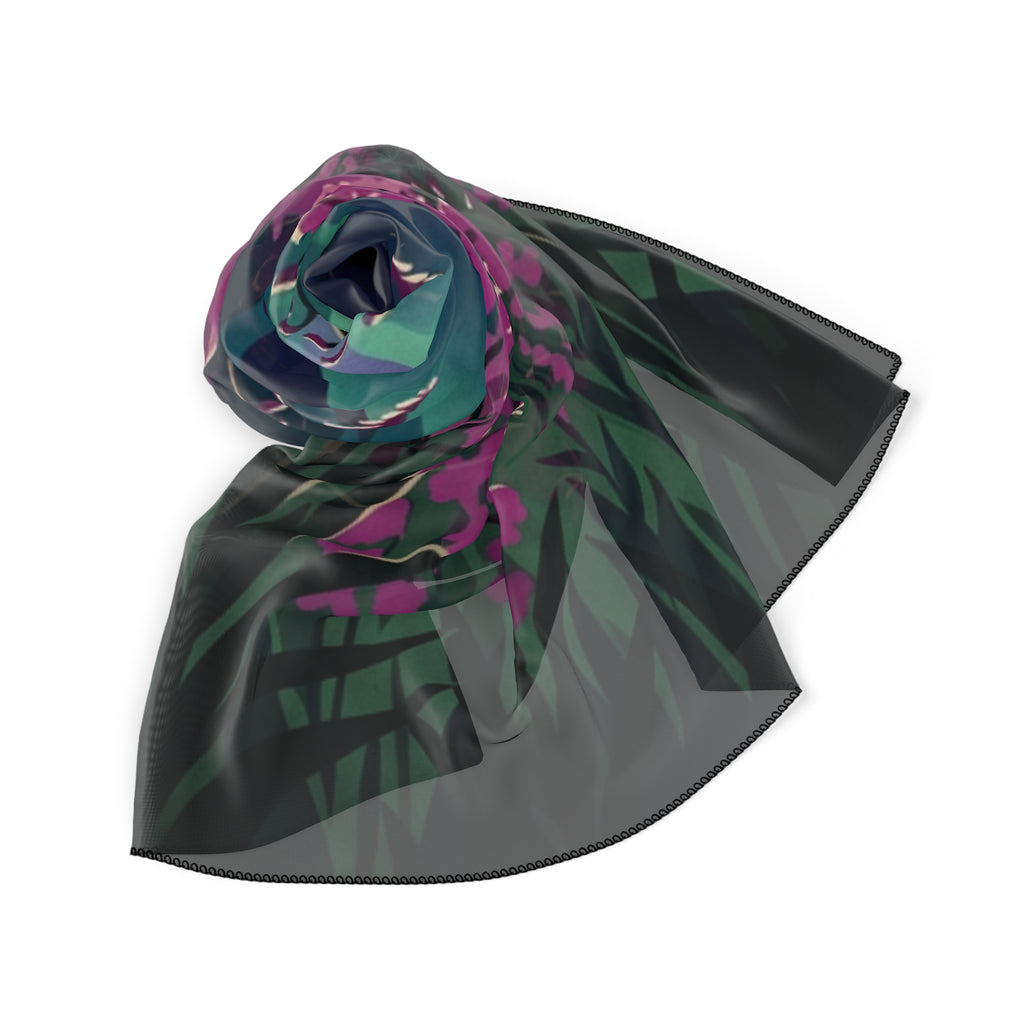 Aurora Wildflower Scarf — Northern Lights Floral Silk-Feel Wrap