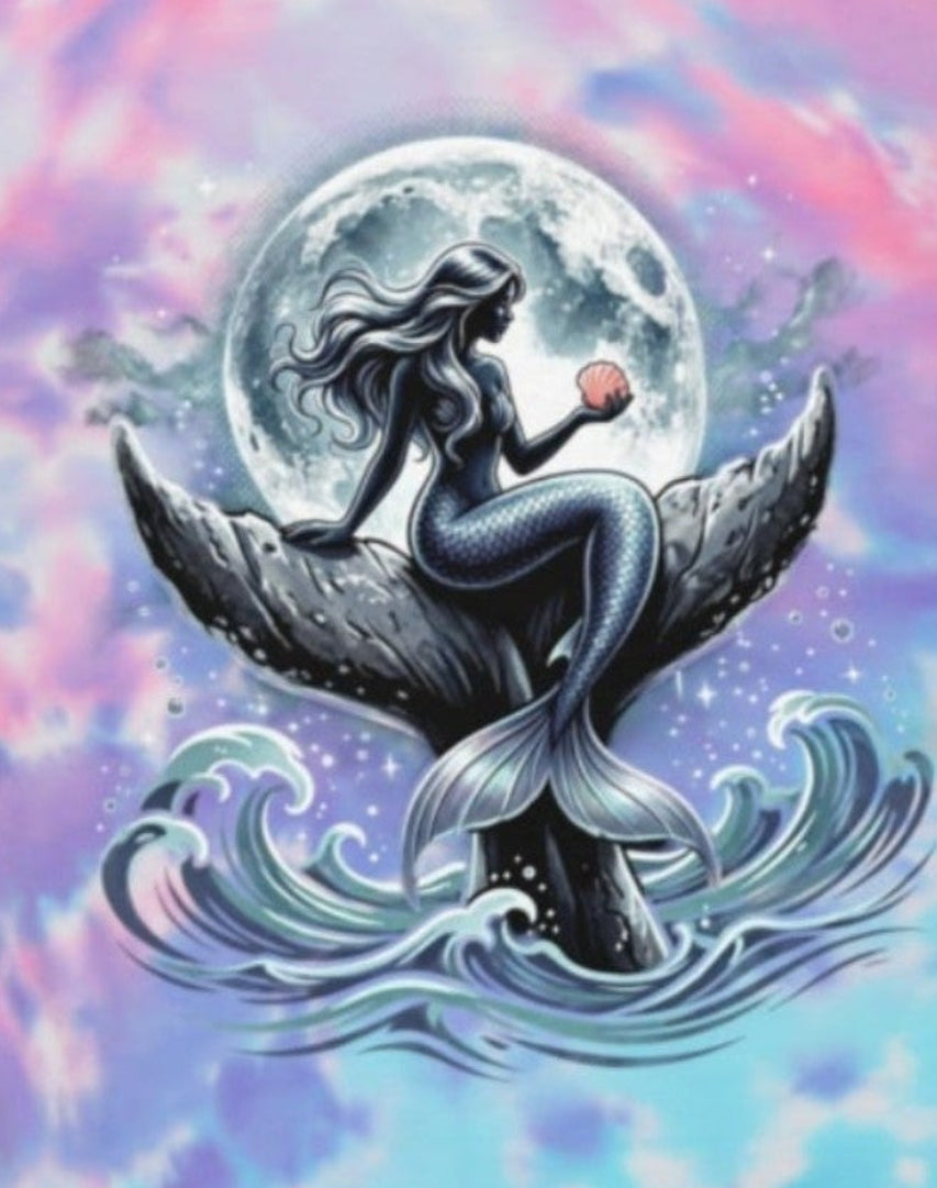 Tie Dye Racerback Tank Top - Moon Mermaid Graphic