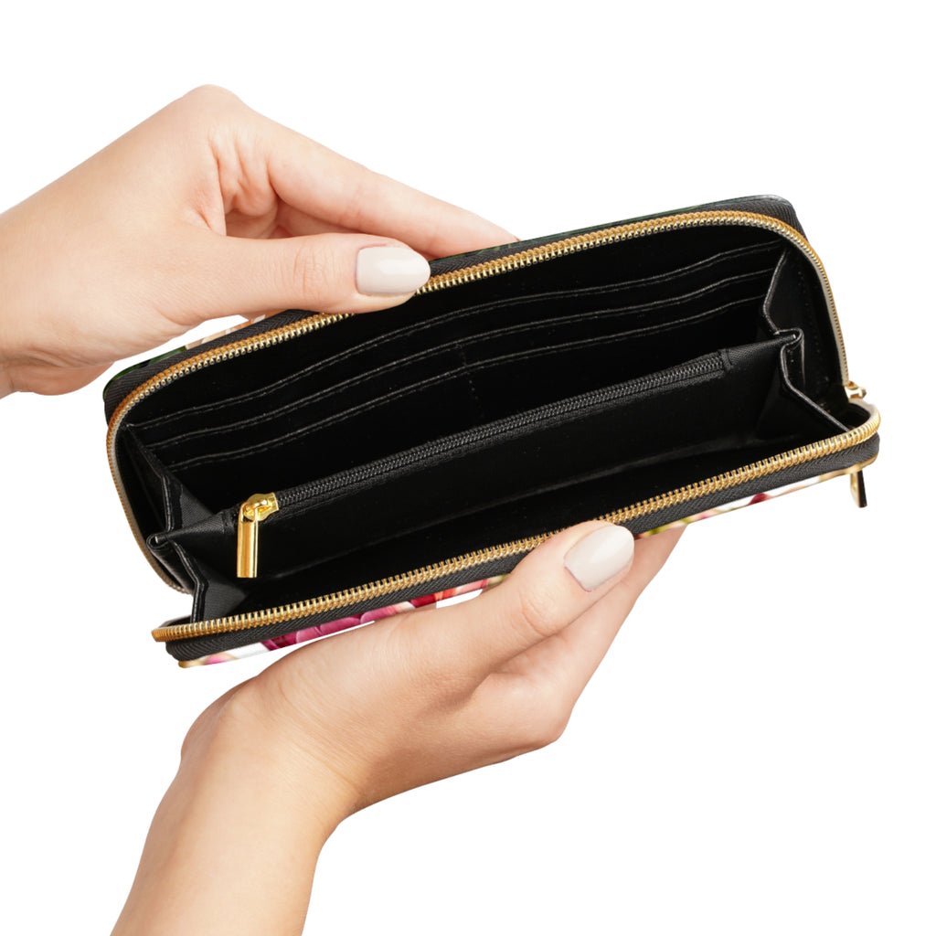 Floral Peony Zip Wallet — Garden Bloom Zipper Wallet