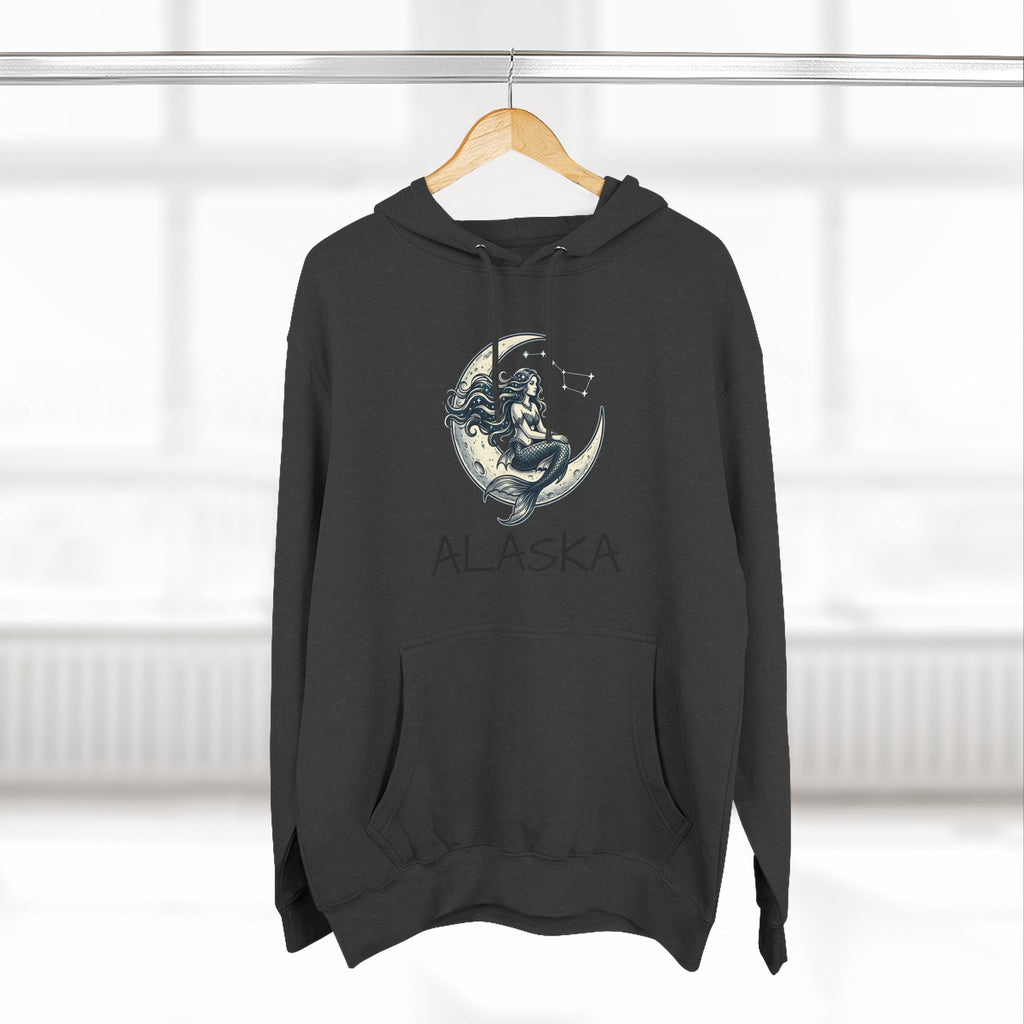 Moon Mermaid Hoodie — Vintage Crescent Moon Mermaid Graphic Fleece Hoodie
