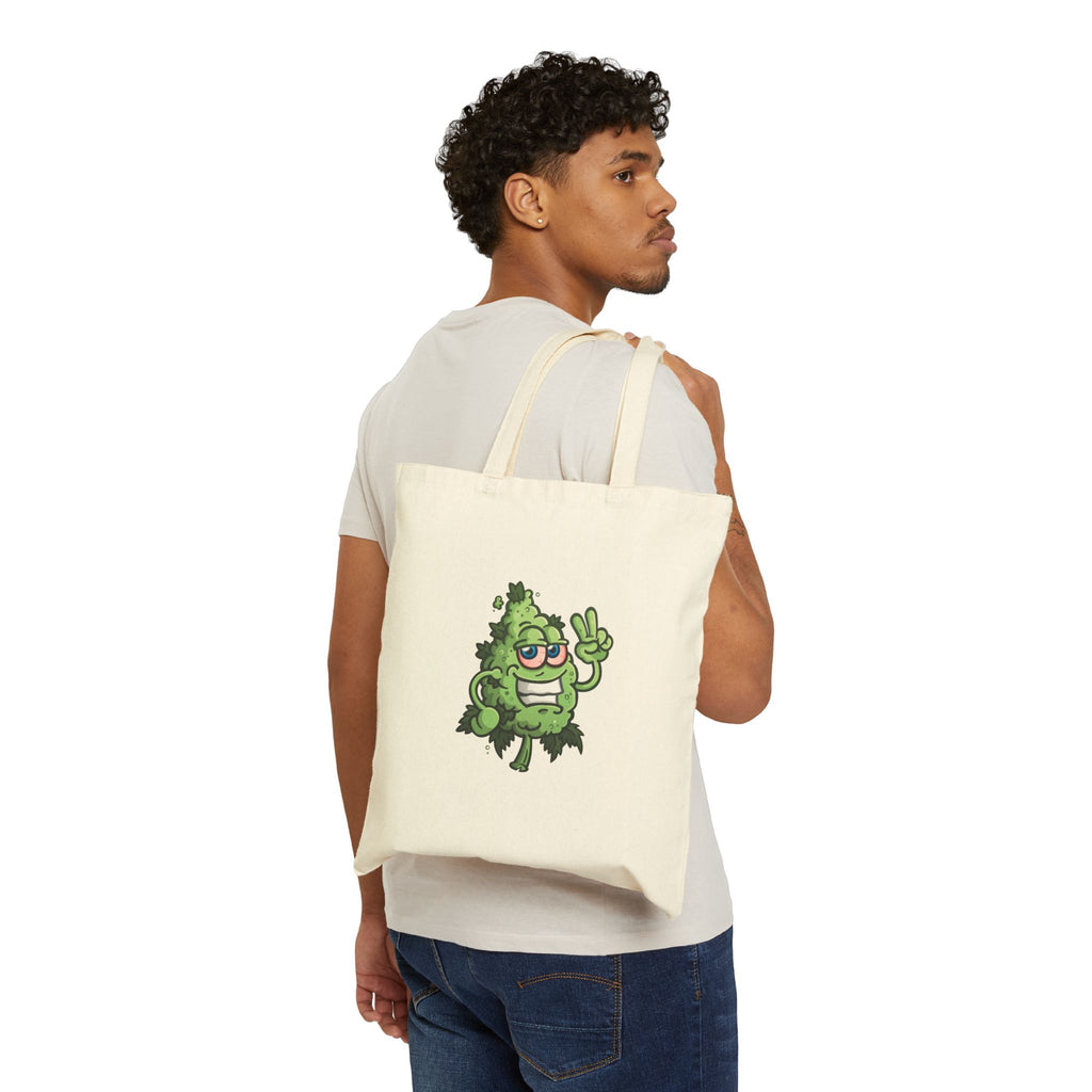 Squirrel Killer Indica Tote Bag — Funny Cannabis Bud Illustration Cotton Canvas Tote