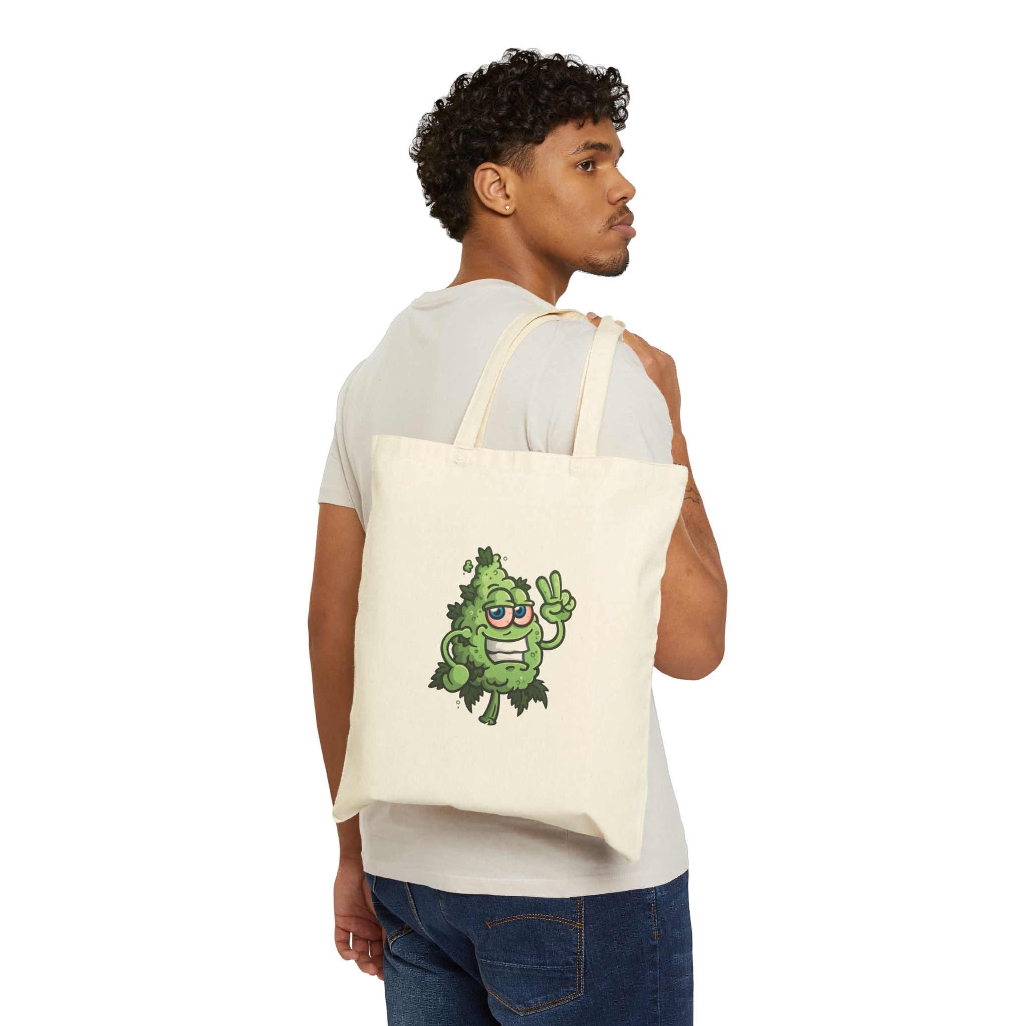 Squirrel Killer Indica Tote Bag — Funny Cannabis Bud Illustration Cotton Canvas Tote
