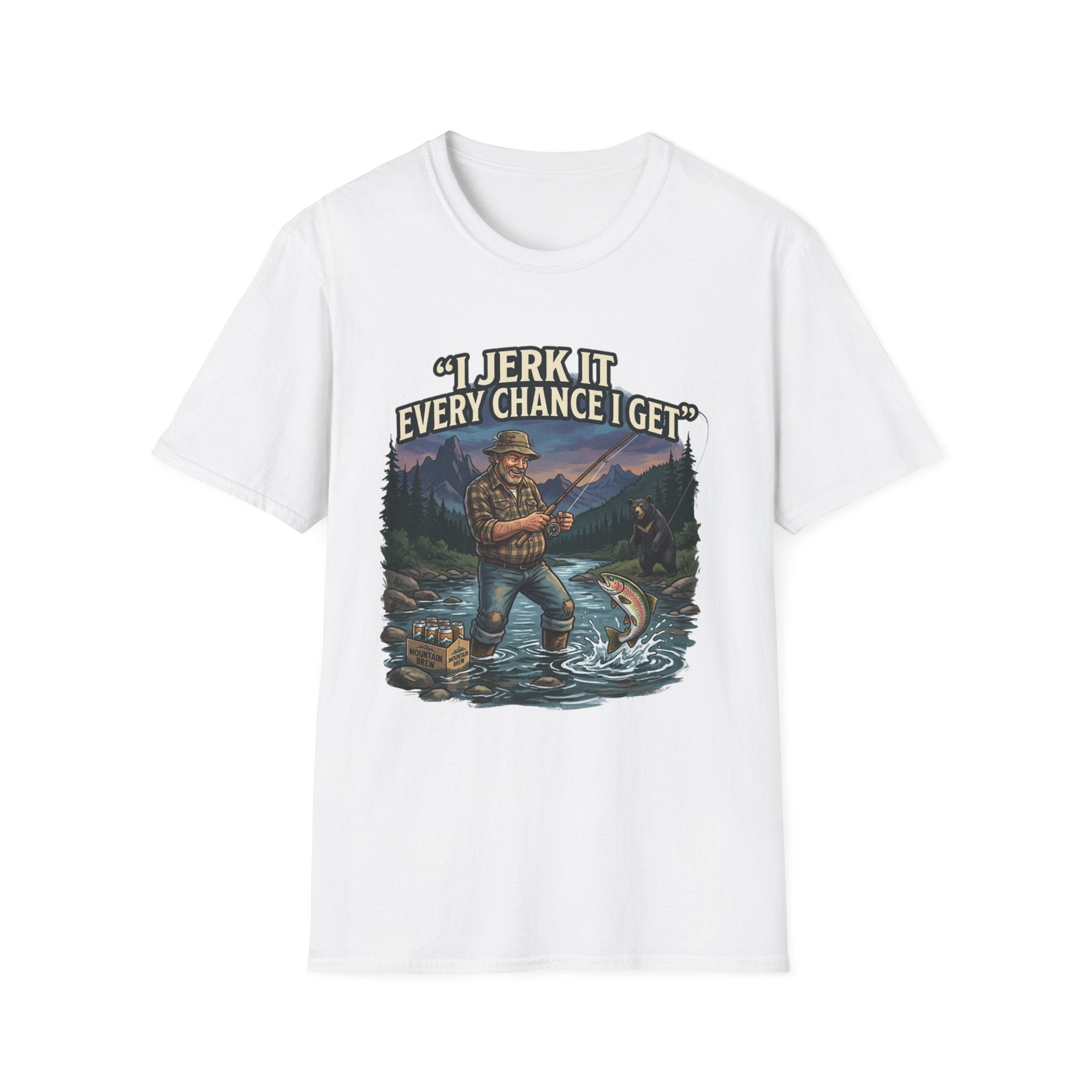 Fishing T-Shirt — “I Jerk It Every Chance I Get” Retro Fisherman Graphic Tee
