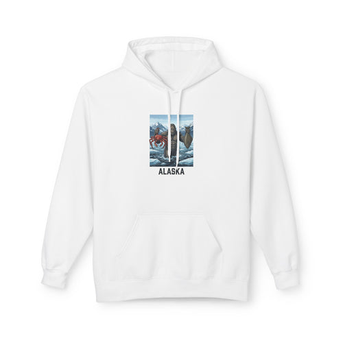 Alaska Wilderness Hoodie – Big Foot, Halibut, Crab Nature Graphic