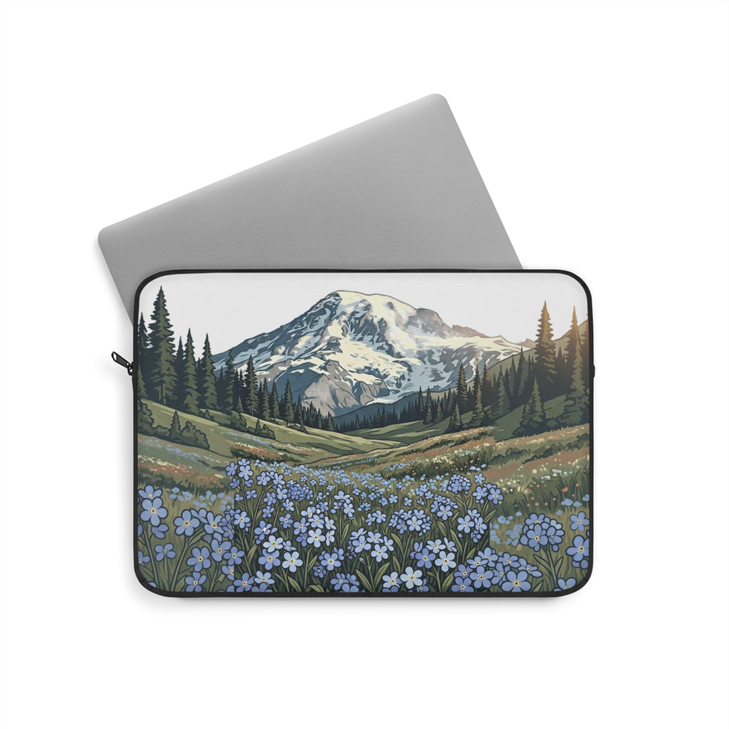 Mountain Wildflower Laptop Sleeve — Scenic Alpine Meadow Protective Case