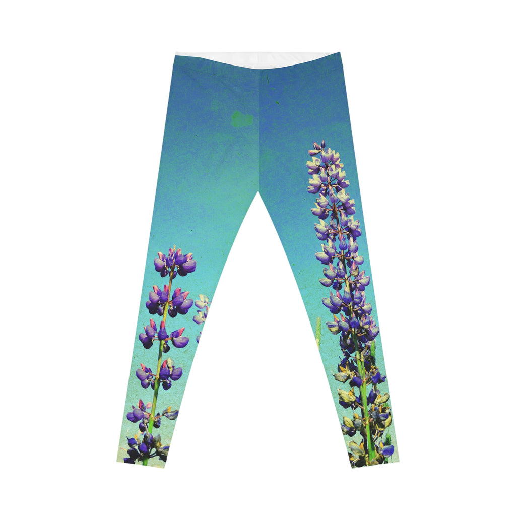 Lupine Meadow Leggings — Floral Blue Gradient All-Over Print