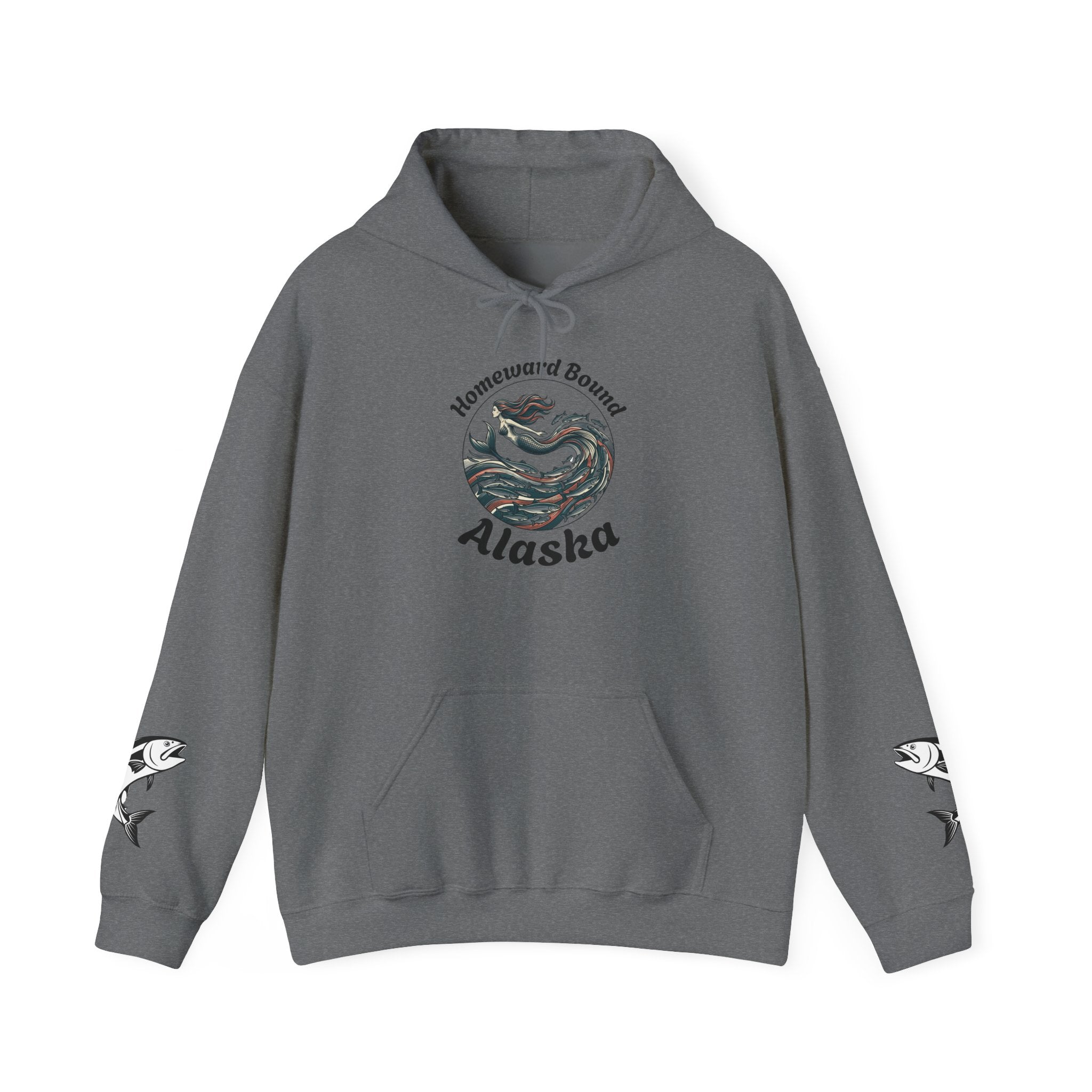 Ocean Mermaid Salmon  Hoodie — Mythical Wave Graphic Sweatshirt