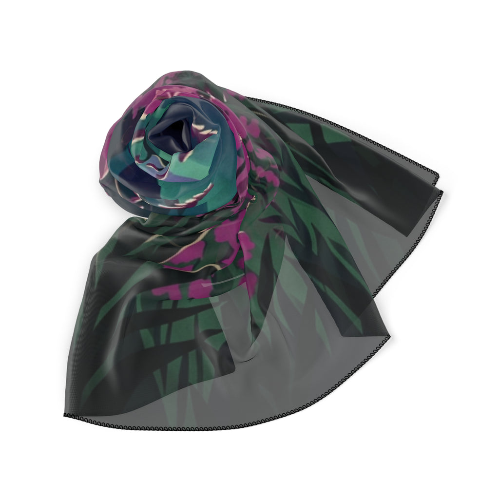 Aurora Wildflower Scarf — Northern Lights Floral Silk-Feel Wrap
