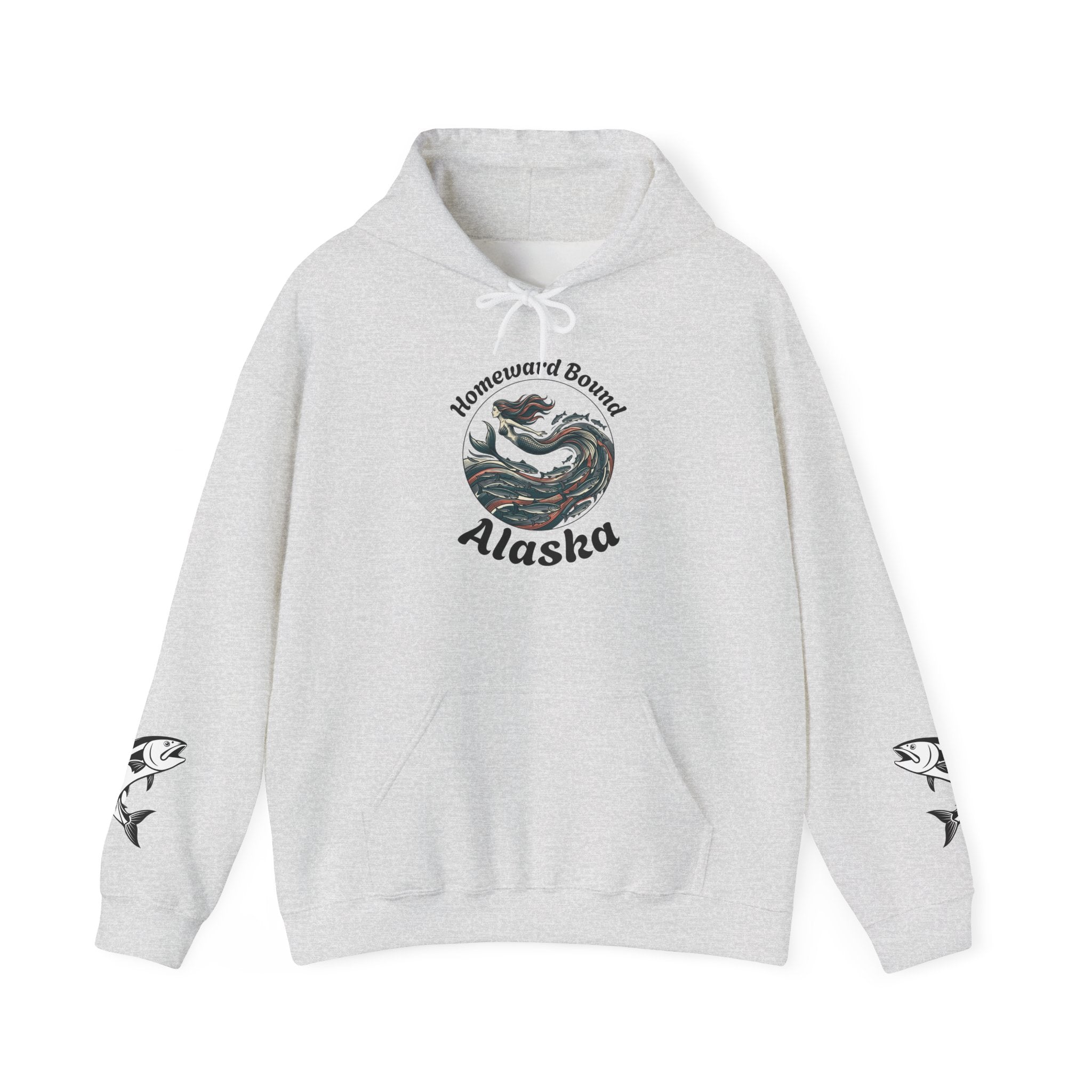 Ocean Mermaid Salmon  Hoodie — Mythical Wave Graphic Sweatshirt