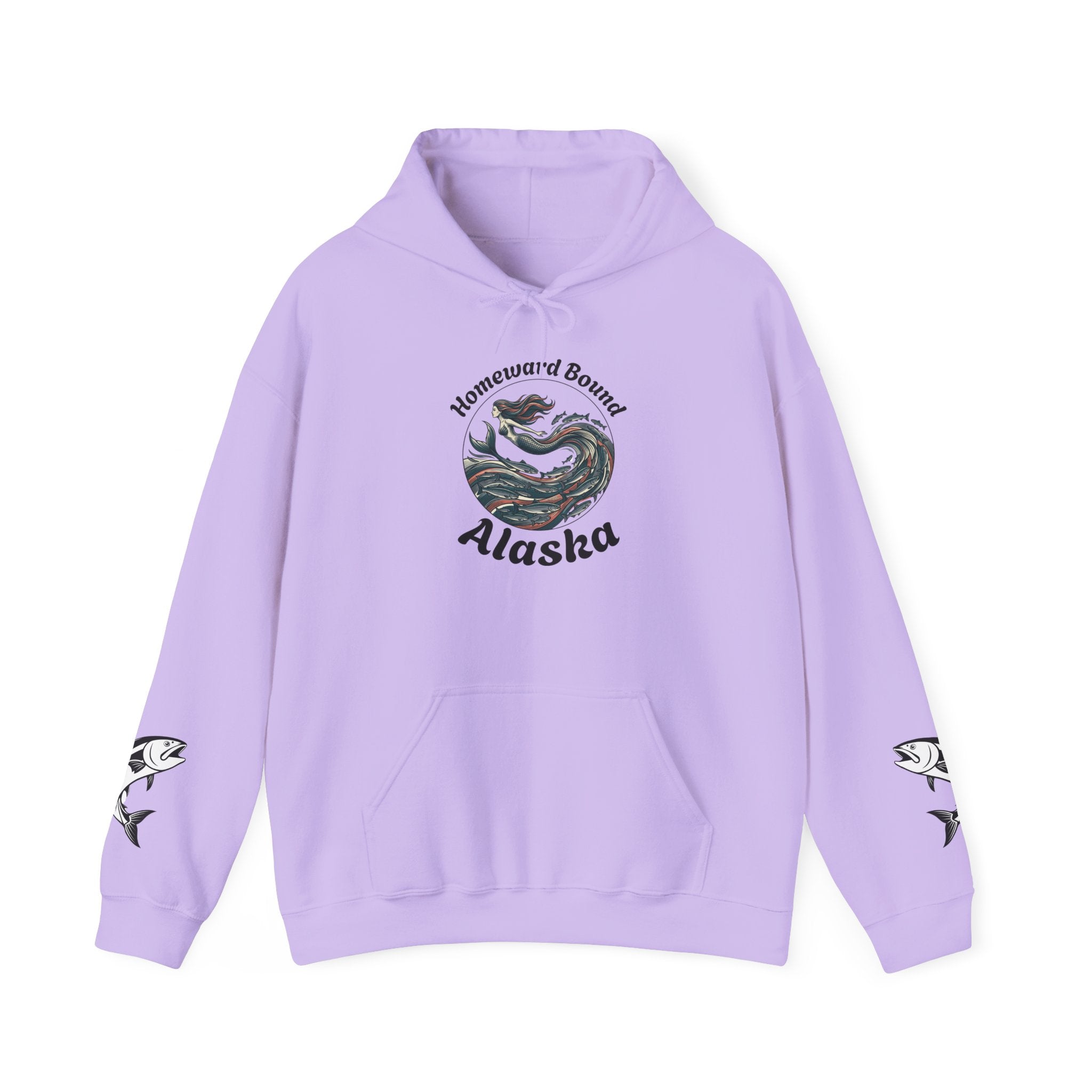 Ocean Mermaid Salmon  Hoodie — Mythical Wave Graphic Sweatshirt