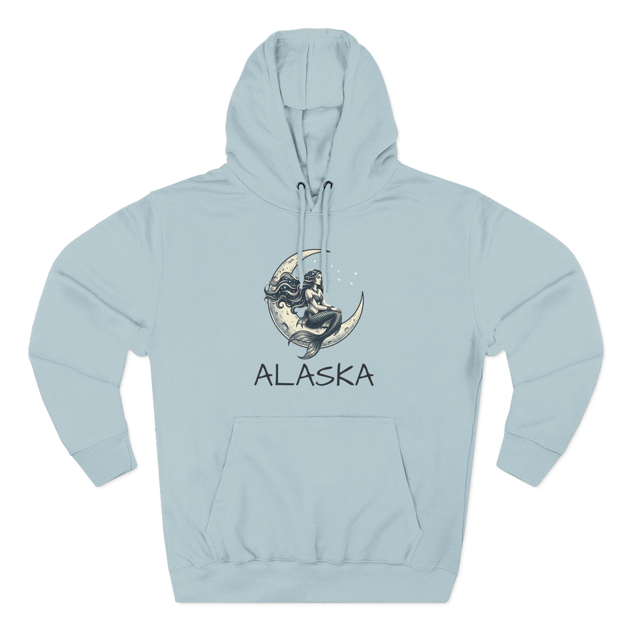 Moon Mermaid Hoodie — Vintage Crescent Moon Mermaid Graphic Fleece Hoodie