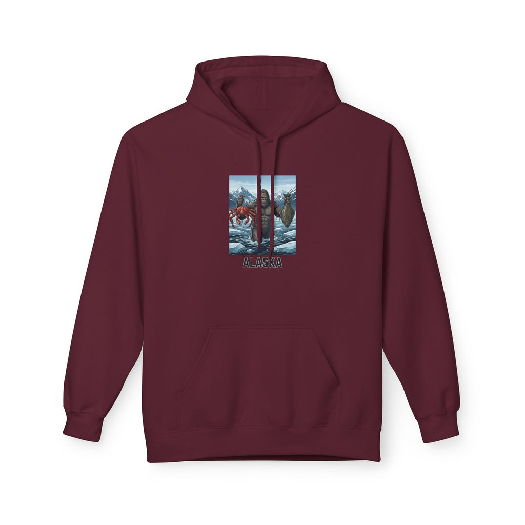 Alaska Wilderness Hoodie – Big Foot, Halibut, Crab Nature Graphic