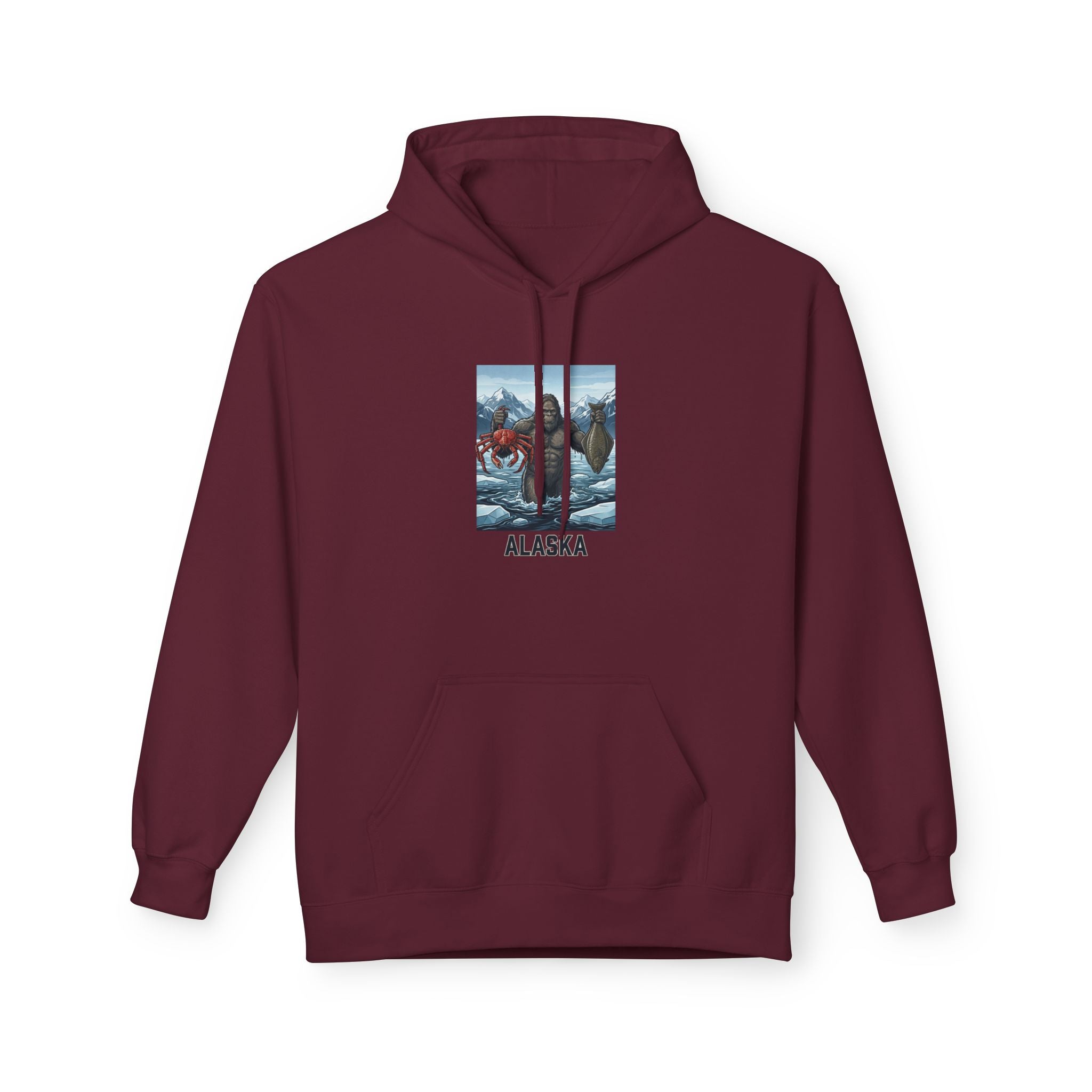 Alaska Wilderness Hoodie – Big Foot, Halibut, Crab Nature Graphic