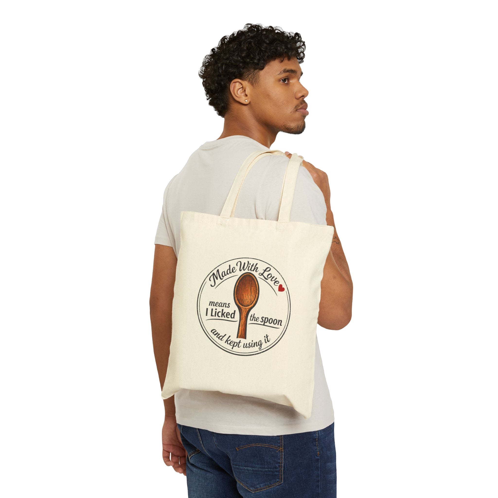 Tote Bag — "Made With Love (I Licked the Spoon)" Canvas Grocery Tote