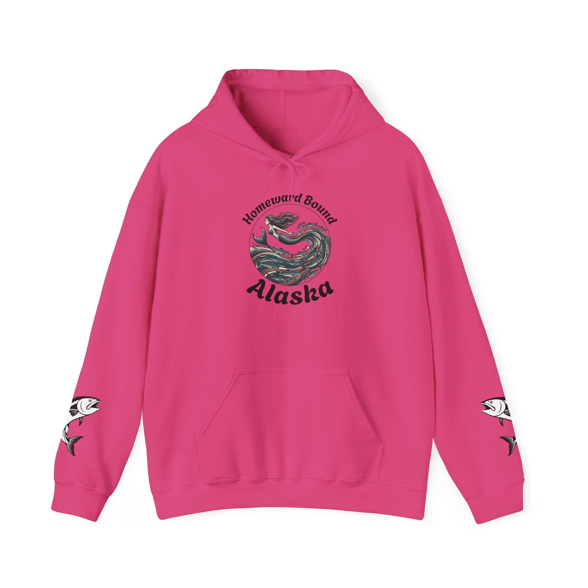 Ocean Mermaid Salmon  Hoodie — Mythical Wave Graphic Sweatshirt