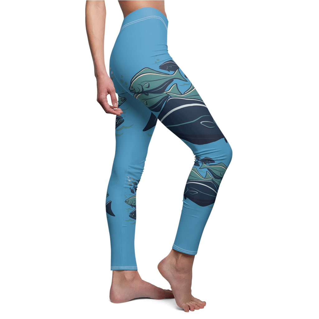 Halibut Blue Leggings — Women's Ocean Graphic Leggings