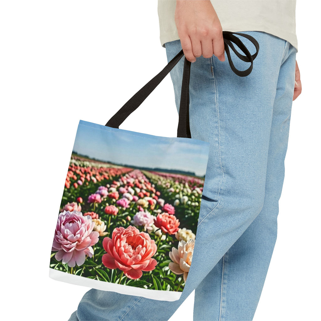 Floral Peony Field Tote Bag — Summer Garden All-Over Print