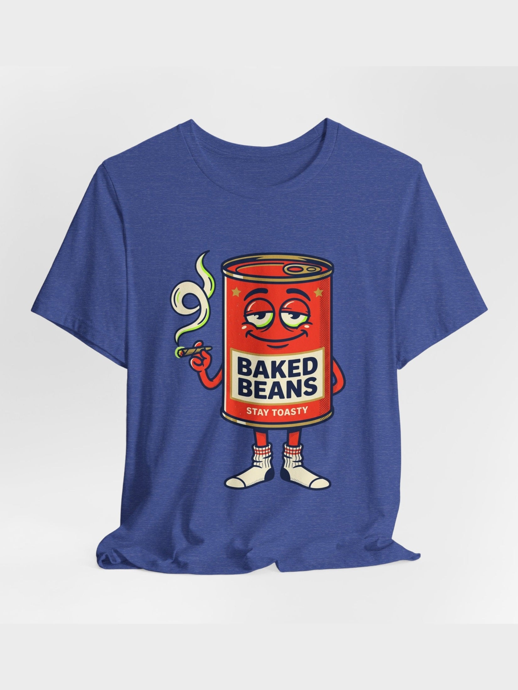 Baked Beans Graphic Tee — Retro Cartoon 'Stay Toasty' Can Design