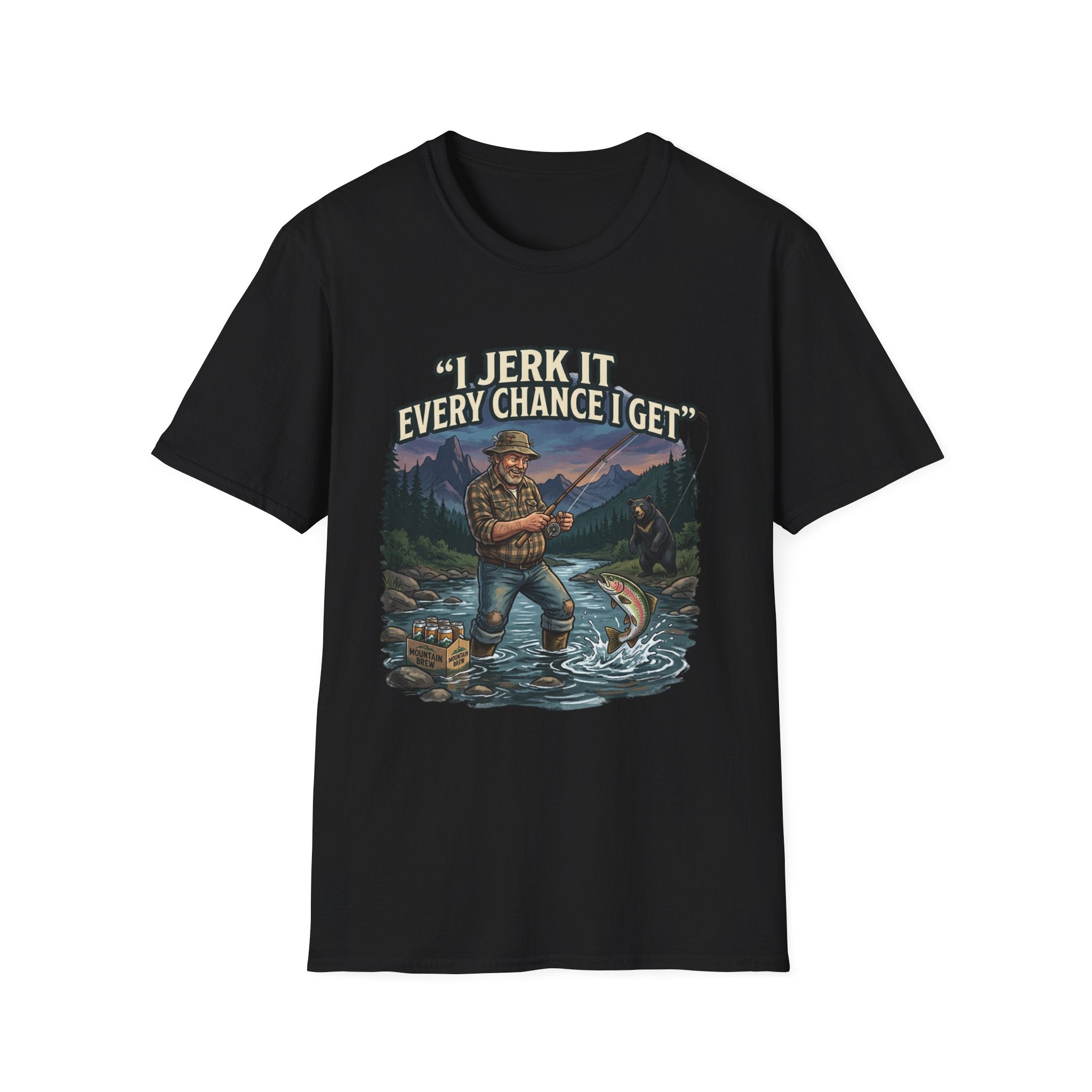Fishing T-Shirt — “I Jerk It Every Chance I Get” Retro Fisherman Graphic Tee