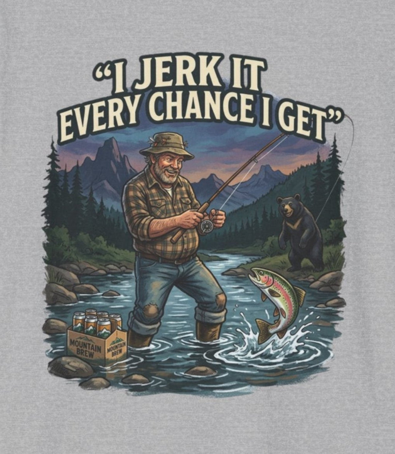Fishing T-Shirt — “I Jerk It Every Chance I Get” Retro Fisherman Graphic Tee
