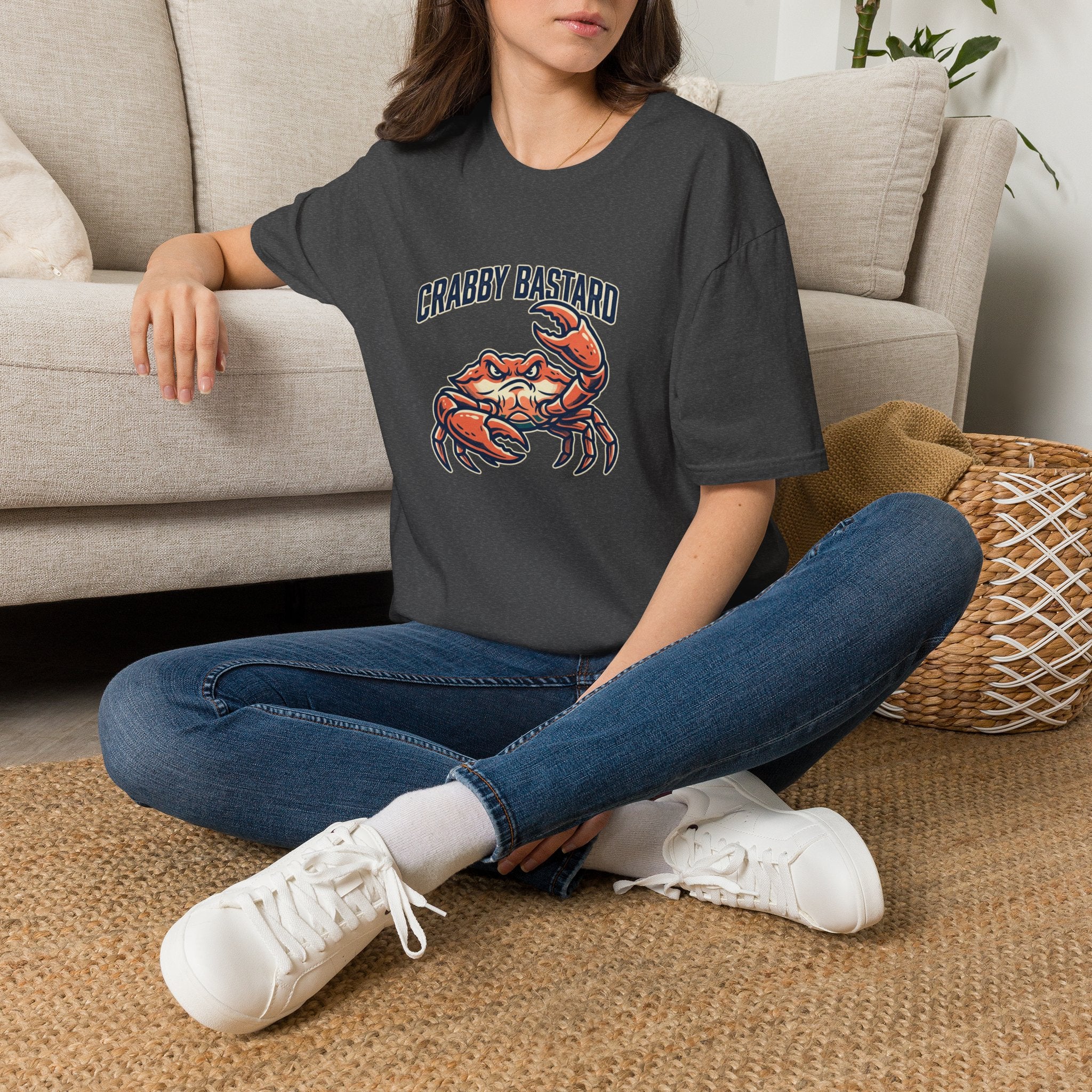 T-Shirt — 'Crabby Bastard' Funny Crab Graphic Tee, Coastal Beachwear Gift