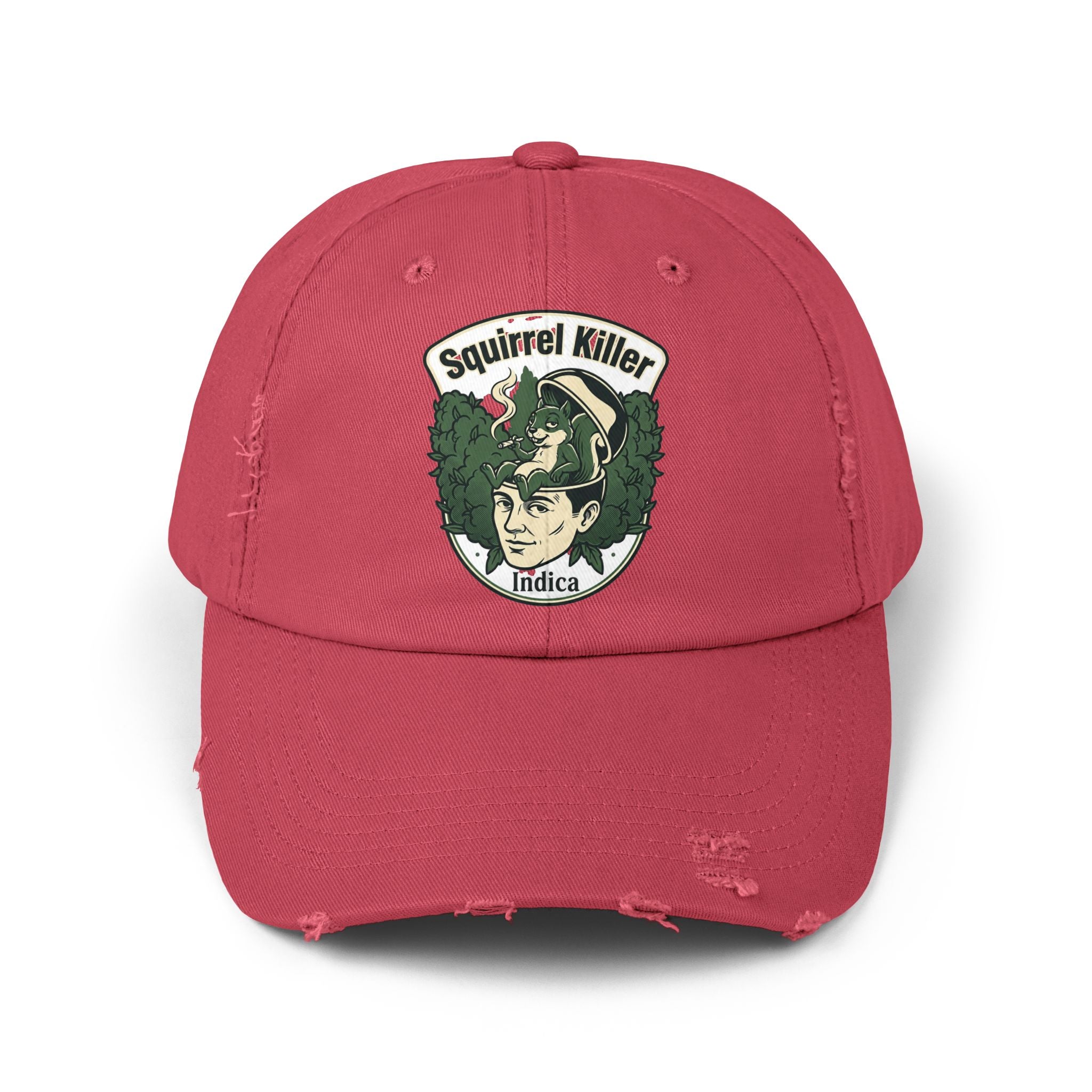 Distressed Baseball Cap — "Squirrel Killer" Retro Patch