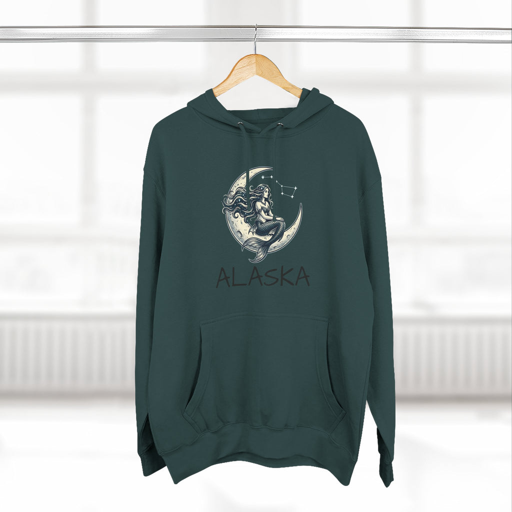 Moon Mermaid Hoodie — Vintage Crescent Moon Mermaid Graphic Fleece Hoodie