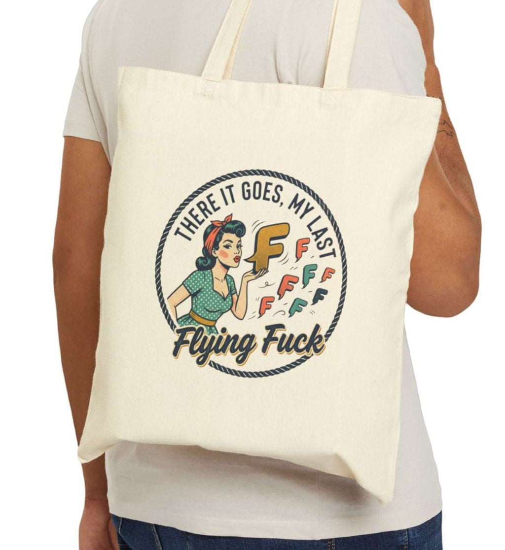 Tote Bag — Retro "Flying F***" Cotton Canvas Tote (There It Goes, My Last Flying F***)