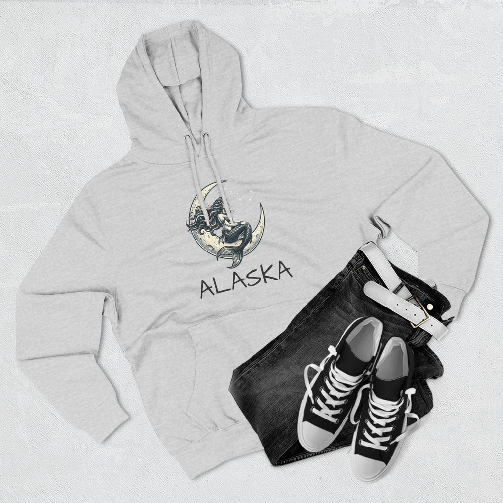 Moon Mermaid Hoodie — Vintage Crescent Moon Mermaid Graphic Fleece Hoodie