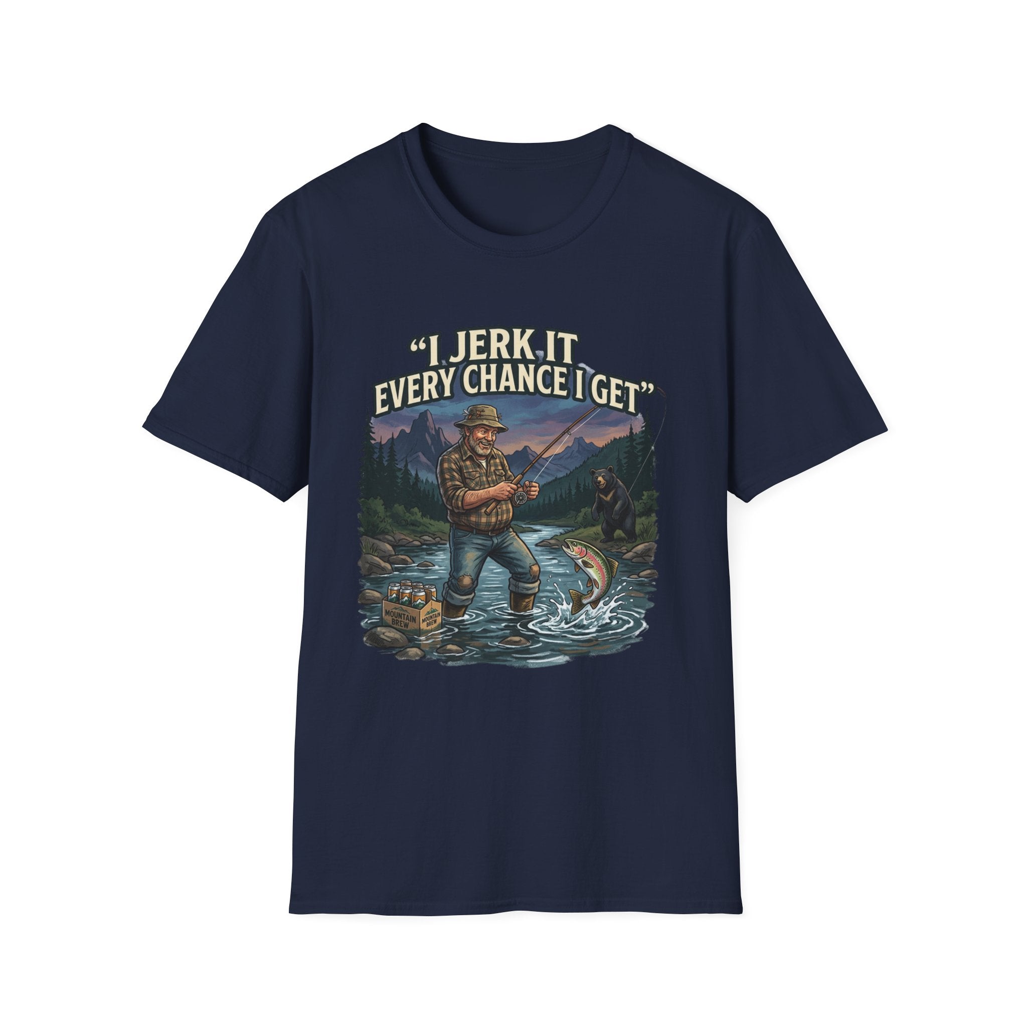Fishing T-Shirt — “I Jerk It Every Chance I Get” Retro Fisherman Graphic Tee