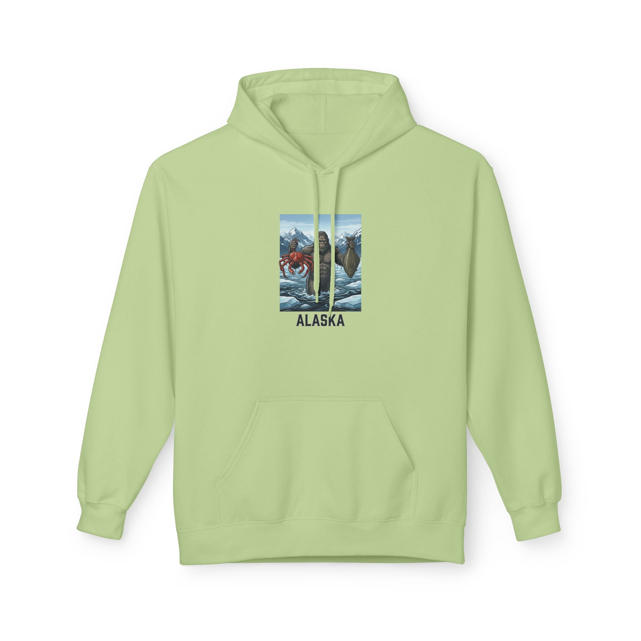 Alaska Wilderness Hoodie – Big Foot, Halibut, Crab Nature Graphic