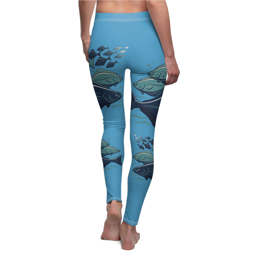 Halibut Blue Leggings — Women's Ocean Graphic Leggings