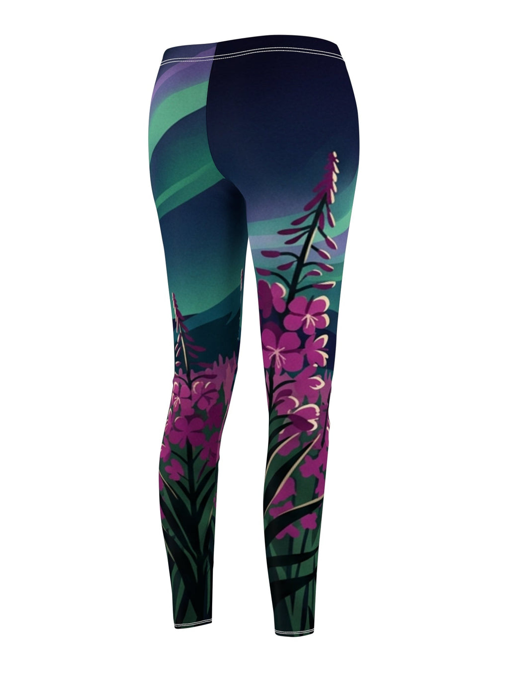 Northern Lights Floral Leggings — Aurora Night Sky Printed Leggings