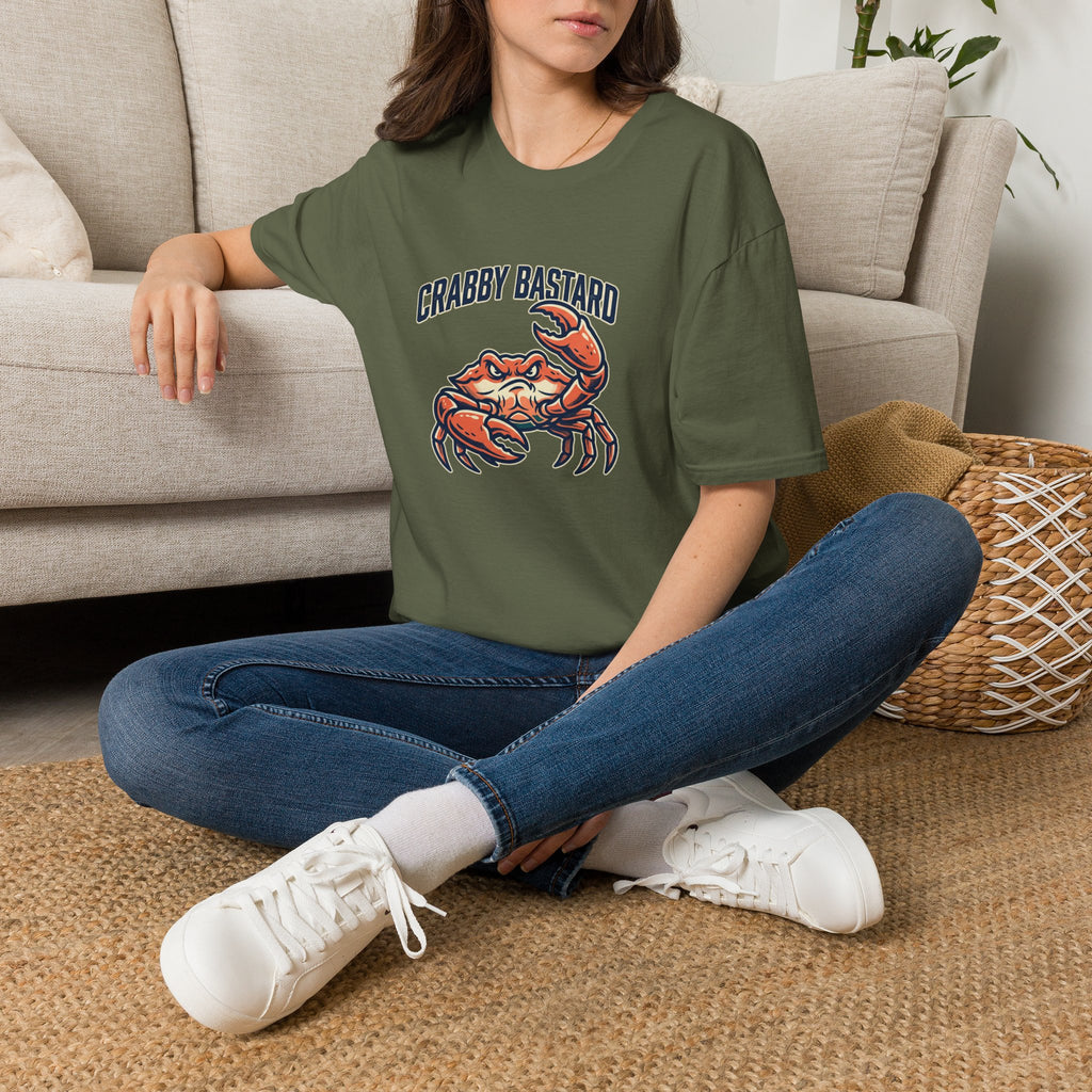 T-Shirt — 'Crabby Bastard' Funny Crab Graphic Tee, Coastal Beachwear Gift