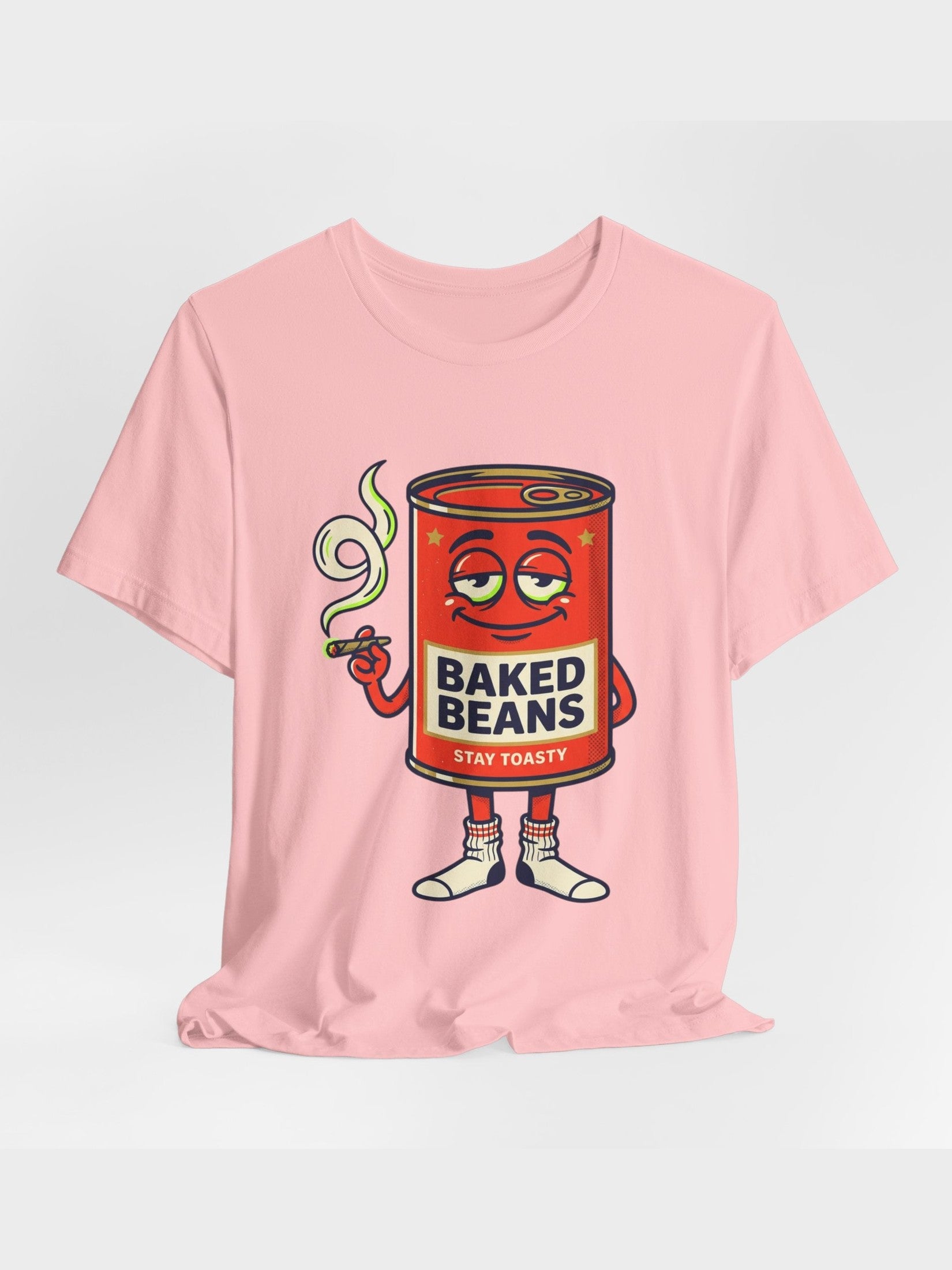 Baked Beans Graphic Tee — Retro Cartoon 'Stay Toasty' Can Design