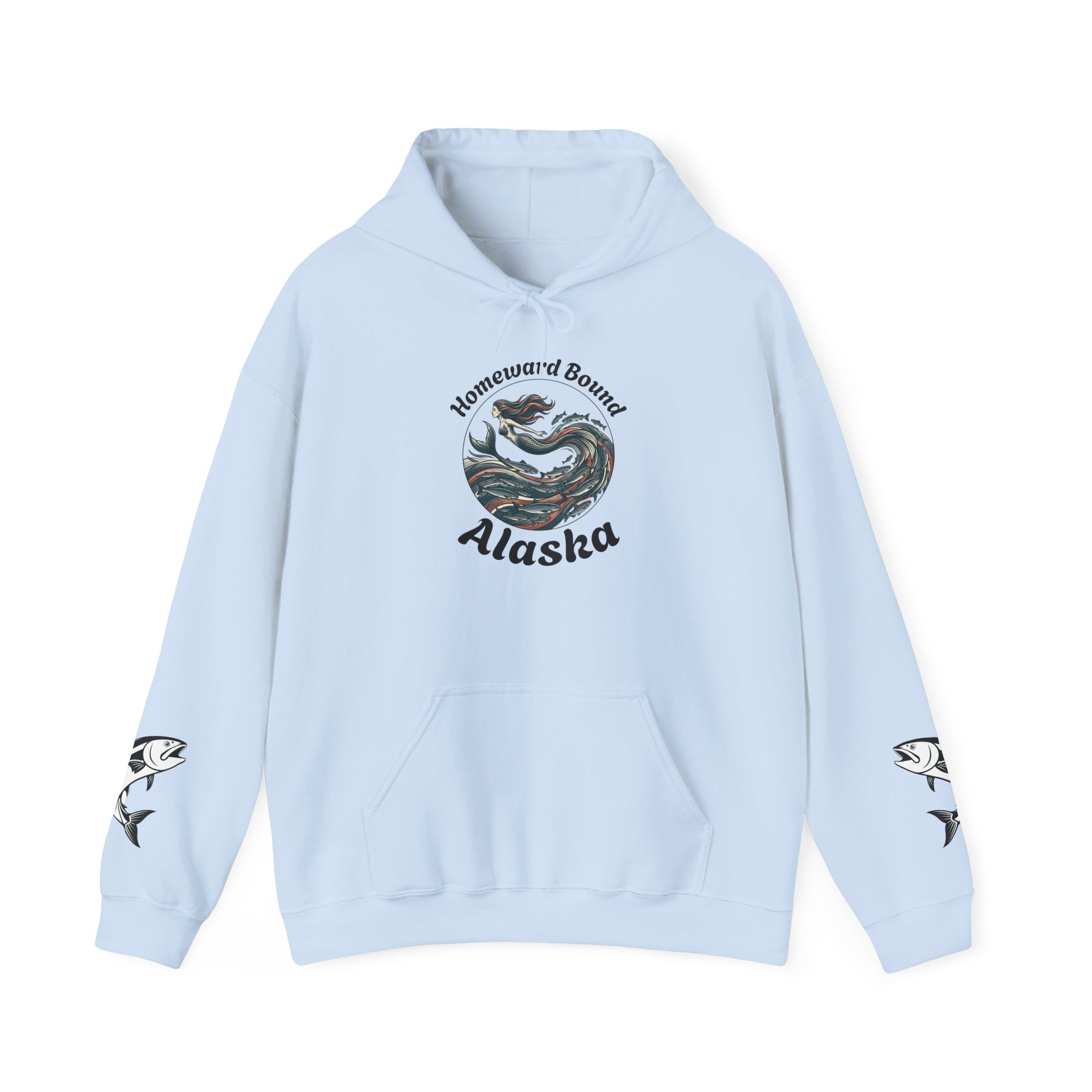 Ocean Mermaid Salmon  Hoodie — Mythical Wave Graphic Sweatshirt