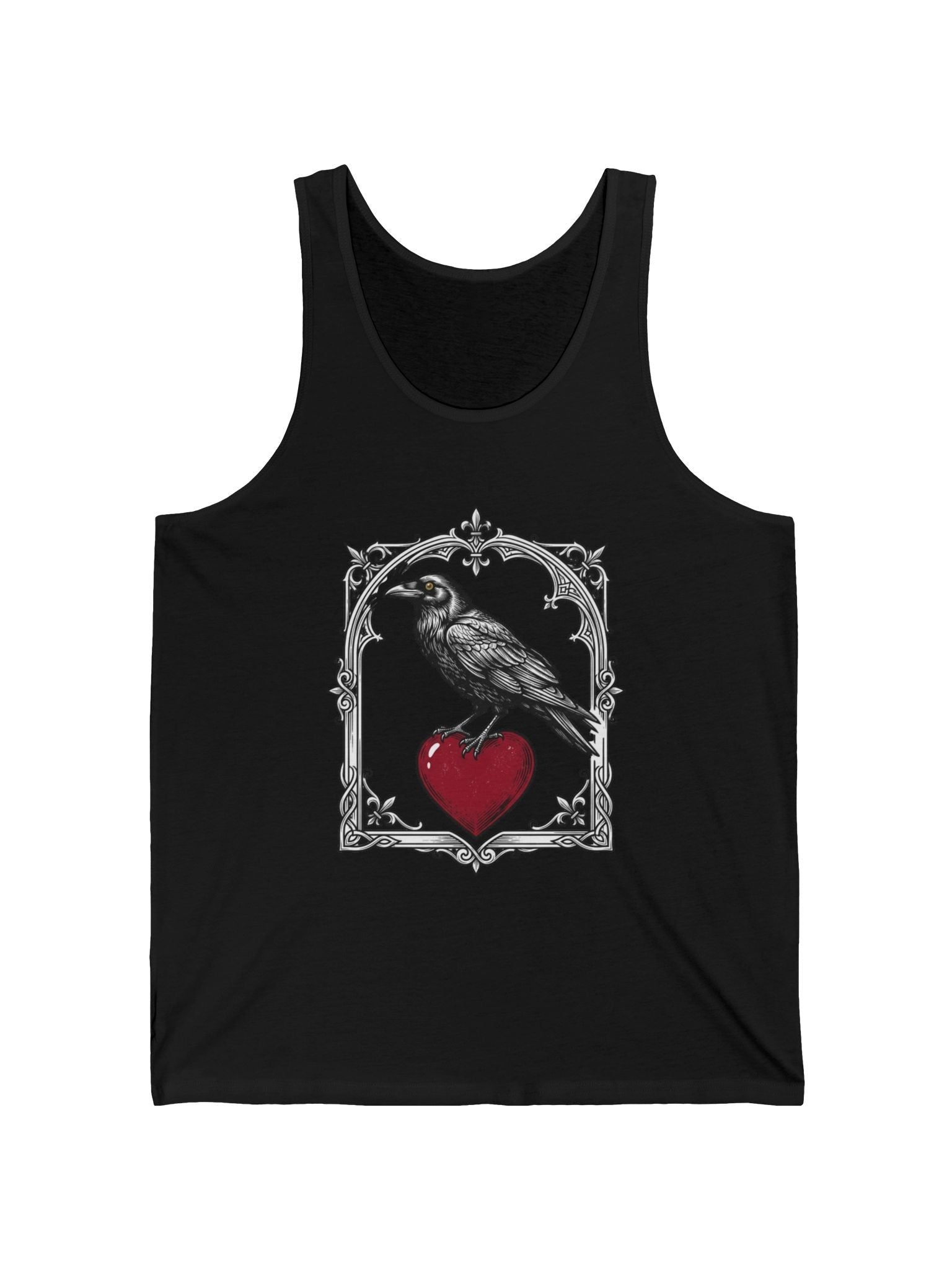 Raven & Heart Graphic Tank — Gothic Valentine Tank Top