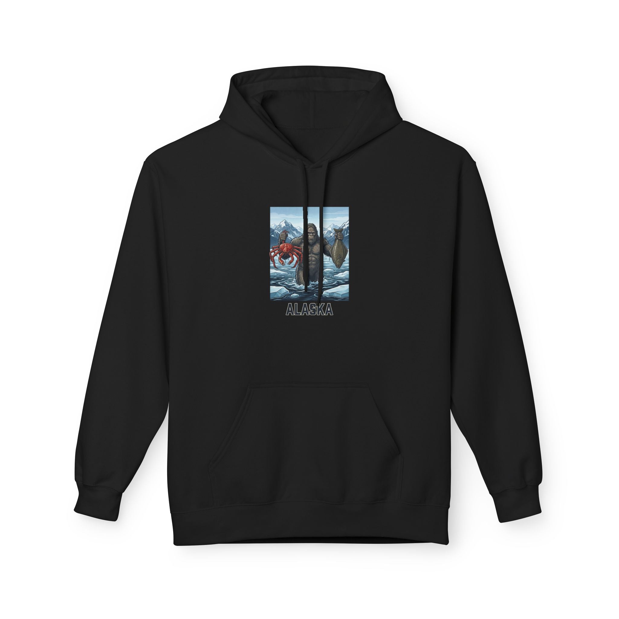 Alaska Wilderness Hoodie – Big Foot, Halibut, Crab Nature Graphic