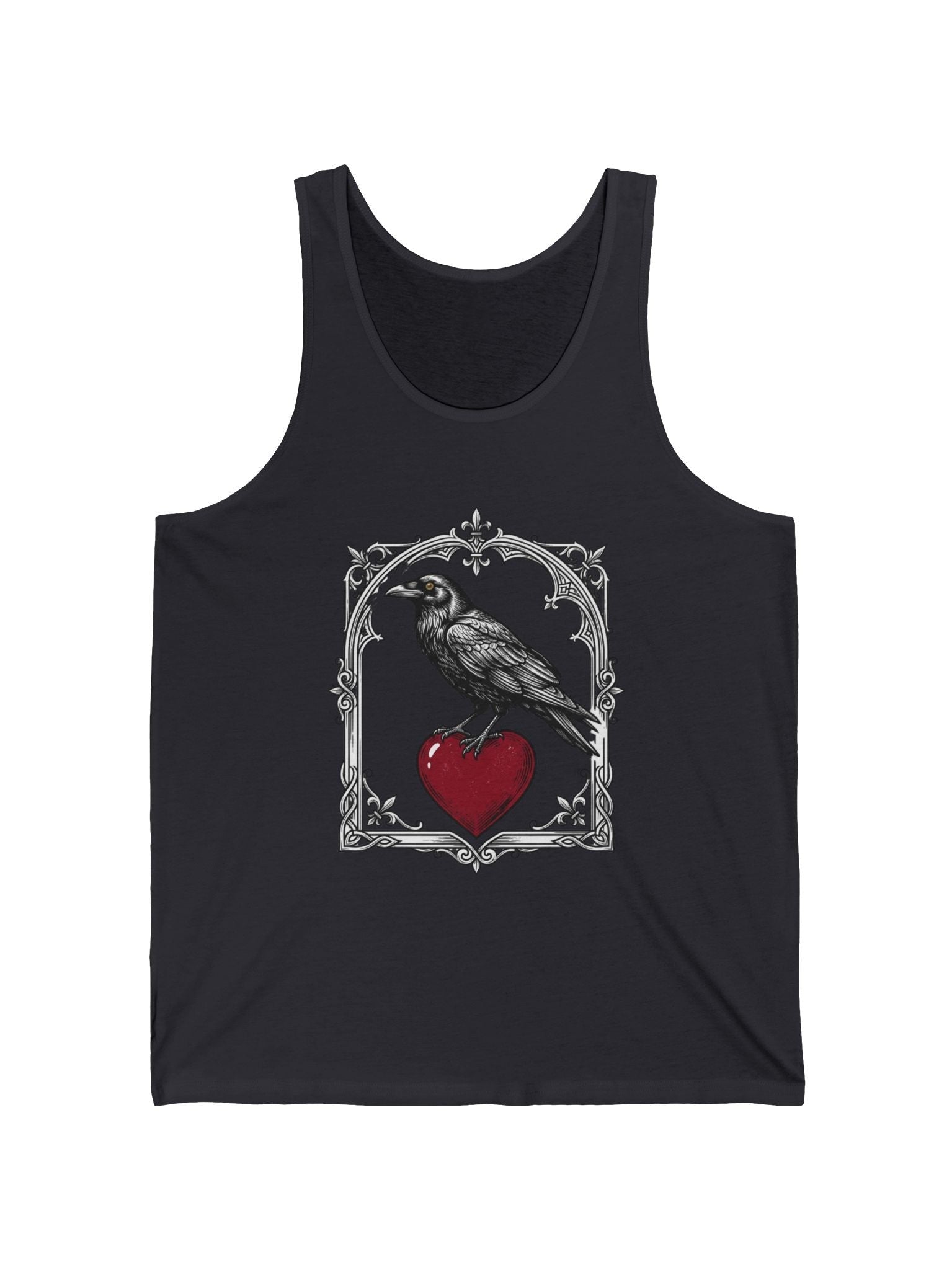 Raven & Heart Graphic Tank — Gothic Valentine Tank Top