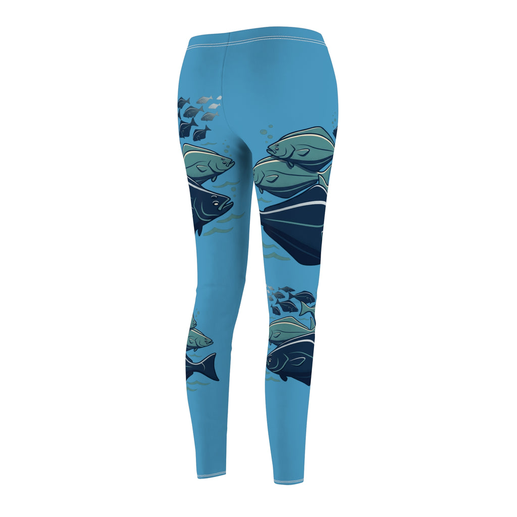 Halibut Blue Leggings — Women's Ocean Graphic Leggings