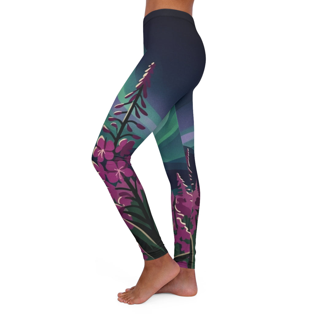 Midnight Aurora Fireweed Spandex Leggings