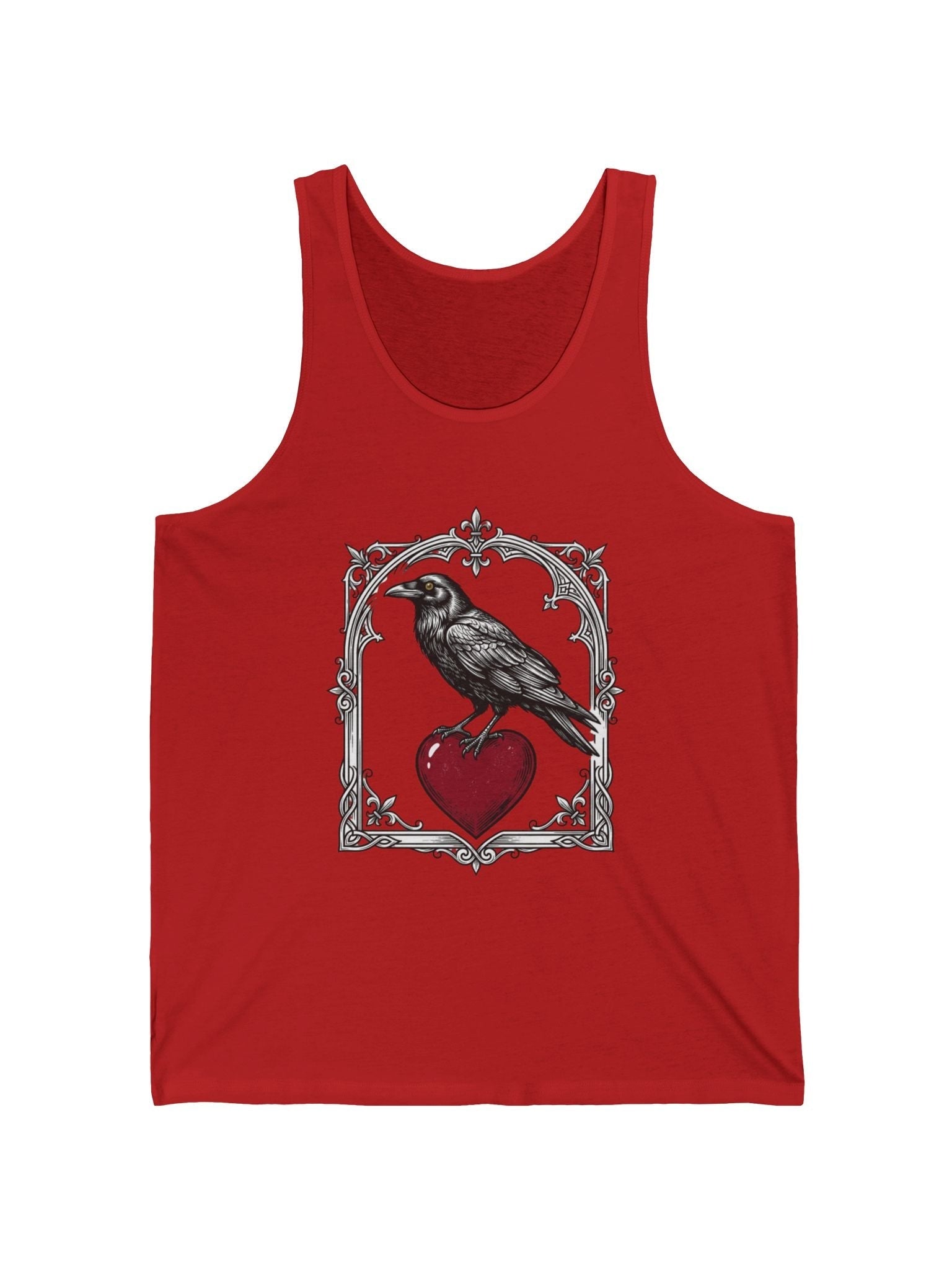 Raven & Heart Graphic Tank — Gothic Valentine Tank Top
