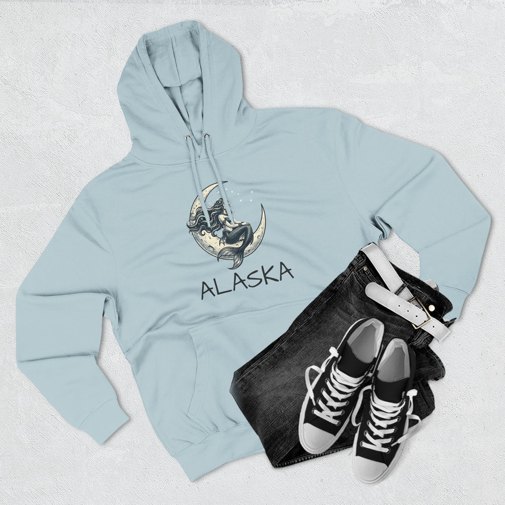 Moon Mermaid Hoodie — Vintage Crescent Moon Mermaid Graphic Fleece Hoodie