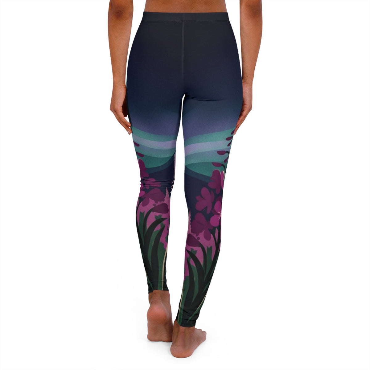 Midnight Aurora Fireweed Spandex Leggings