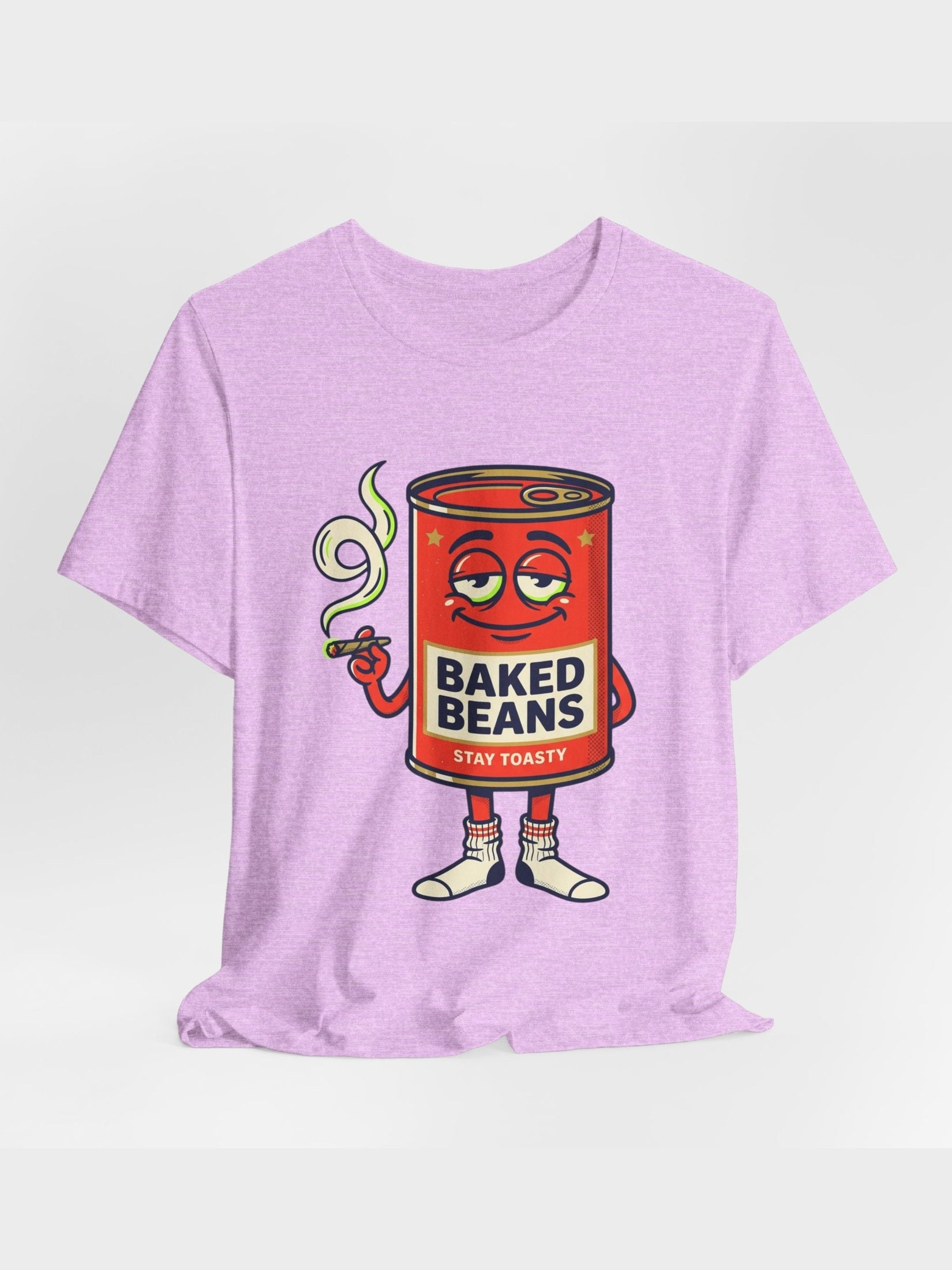 Baked Beans Graphic Tee — Retro Cartoon 'Stay Toasty' Can Design