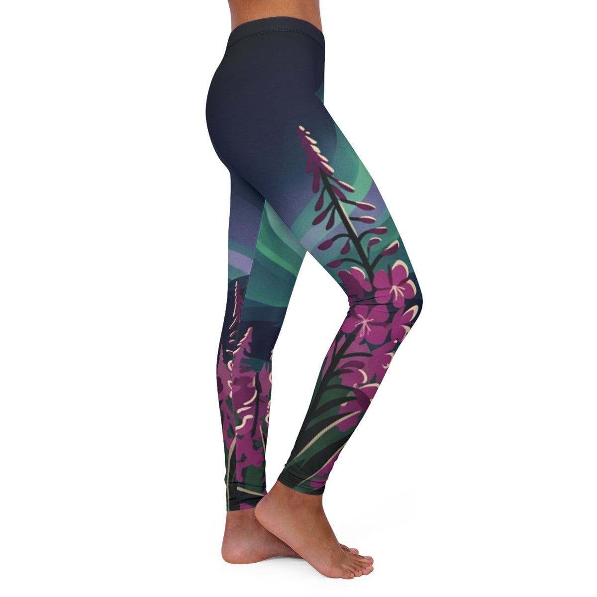 Midnight Aurora Fireweed Spandex Leggings
