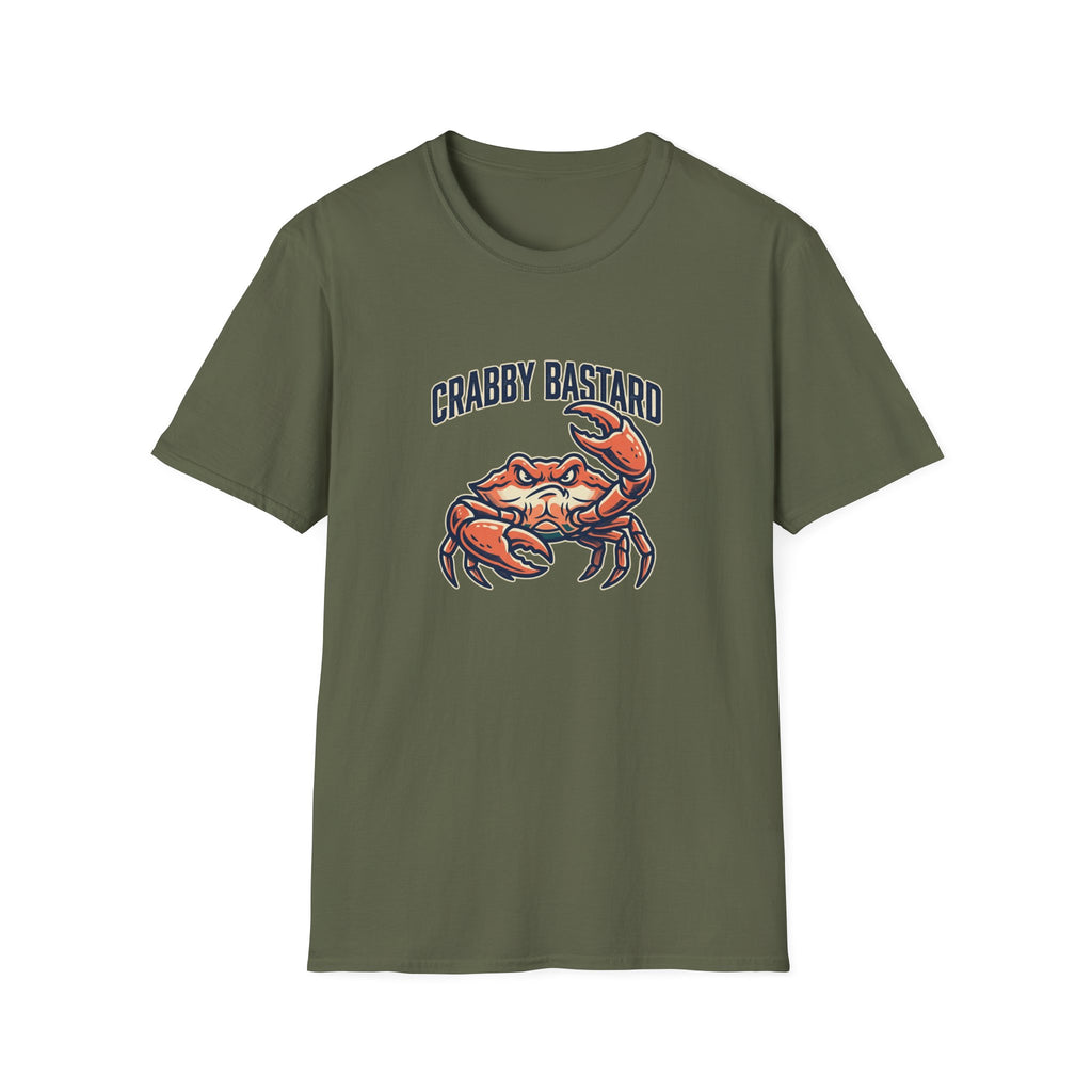 T-Shirt — 'Crabby Bastard' Funny Crab Graphic Tee, Coastal Beachwear Gift