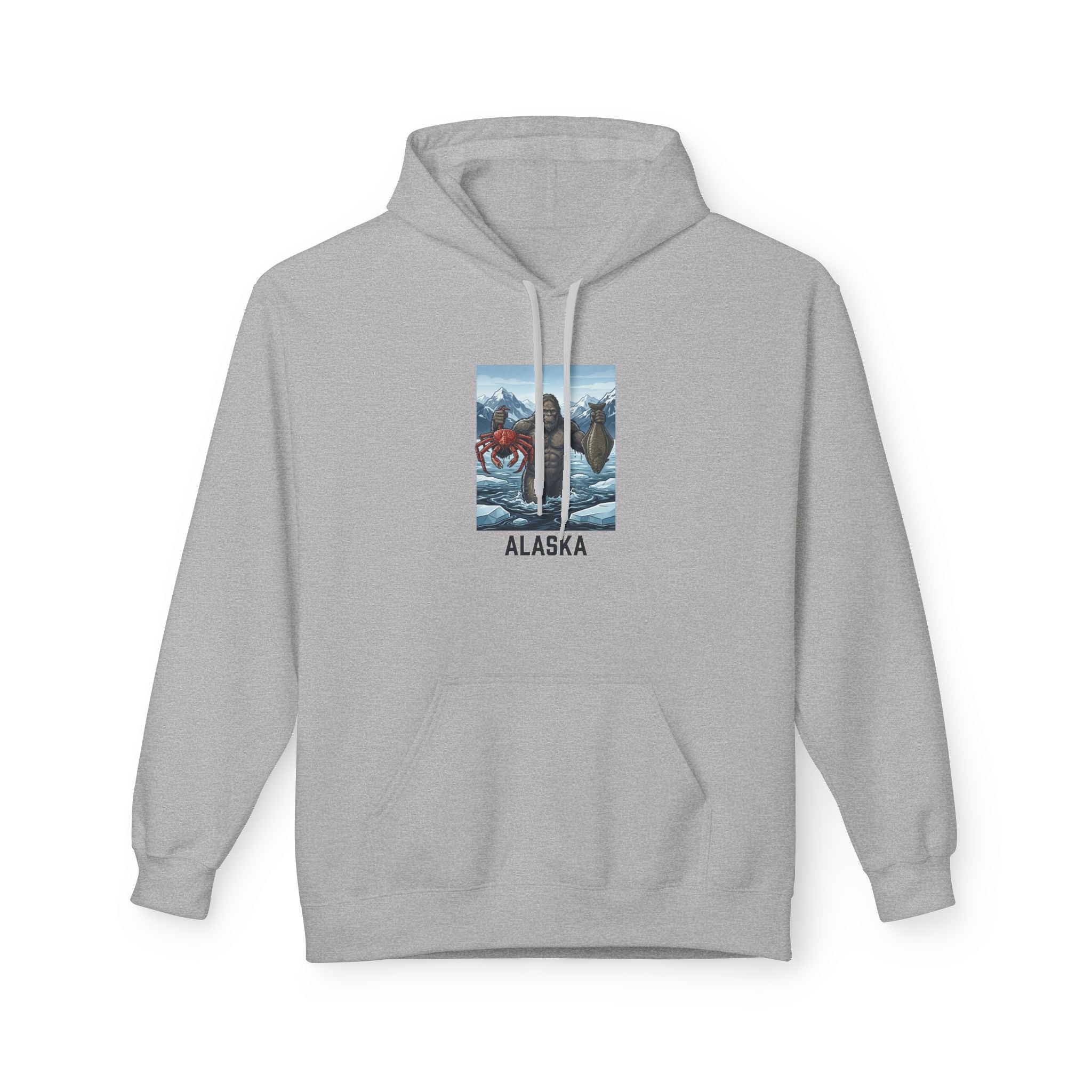 Alaska Wilderness Hoodie – Big Foot, Halibut, Crab Nature Graphic