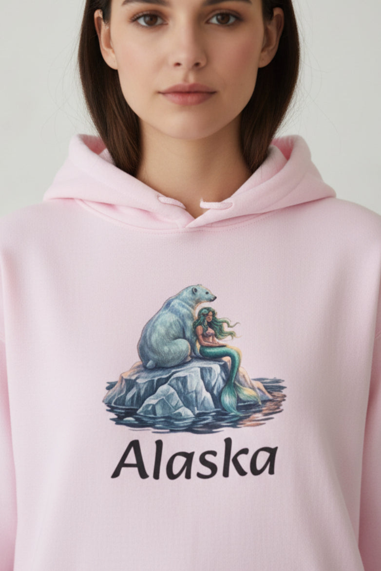 Polar Bear & Mermaid Cozy Hoodie – Arctic Animal Sweatshirt
